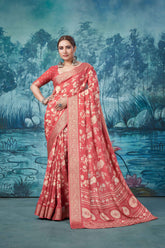 Peach Pure Mas Mailo  Saree-SUM1006